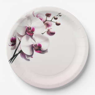 Orchid Blume Rosa & Weiß Hochzeit Pappteller