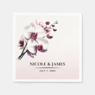 Orchid Blume Rosa & Weiß Hochzeit Serviette