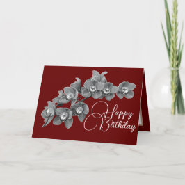 Orchid Blume Rote Farbe Hintergrund Geburtstag Karte