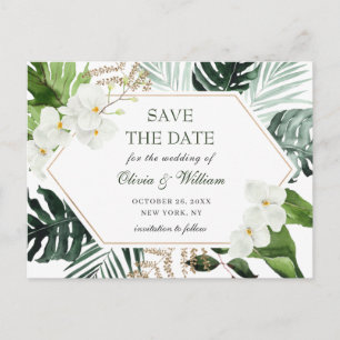 Orchid-Bohemien-Grün-Hochzeit  Termin vormerken Postkarte