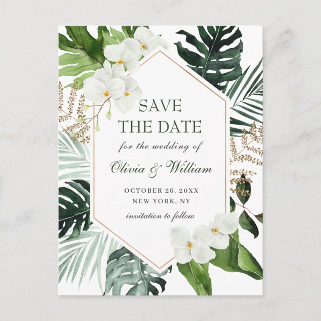Orchid Bohemisch Greenereien Hochzeit speichern da Postkarte (Vorderseite)