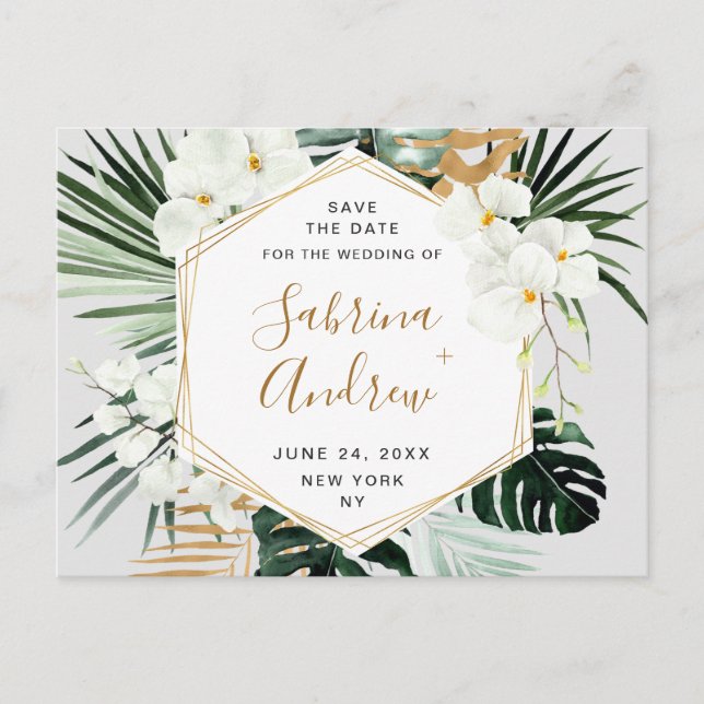 Orchid Bohemisch Greenereien Hochzeit speichern da Postkarte (Vorderseite)