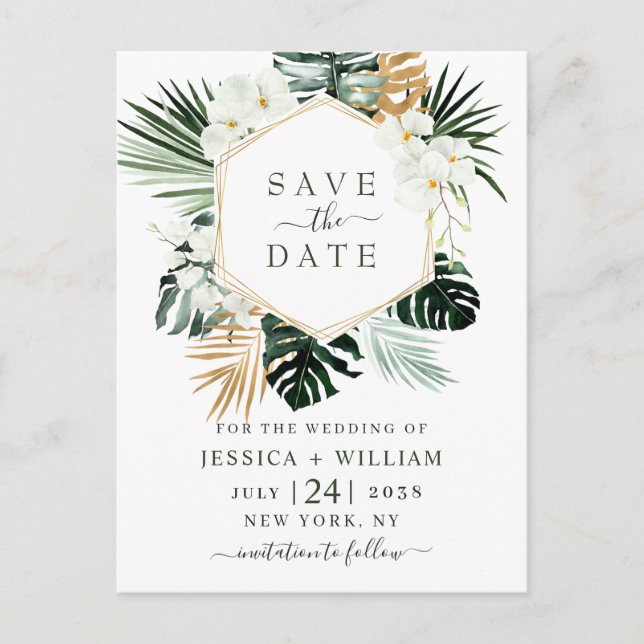 Orchid Bohemisch Greenereien Hochzeit speichern da Postkarte (Vorderseite)