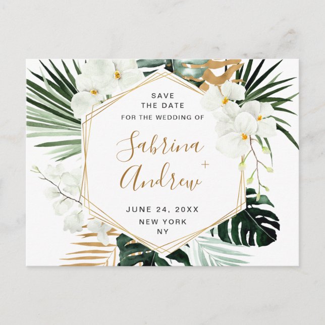 Orchid Bohemisch Greenereien Hochzeit speichern da Postkarte (Vorderseite)