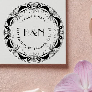 Orchid & Bows Rücksendeadresse Selbstfärbestempel Permastempel