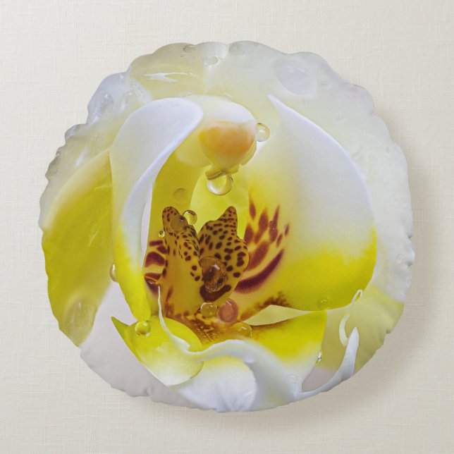 Orchid Dew Rundes Kissen (Vorderseite)