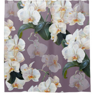 Orchid dunkle Lavendel Wasserfarbe. Duschvorhang