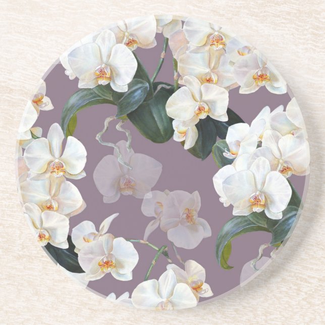 Orchid dunkle Lavendel Wasserfarbe. Getränkeuntersetzer (Vorne)