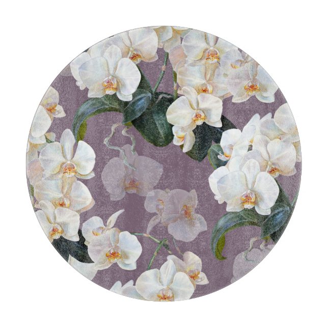 Orchid dunkle Lavendel Wasserfarbe. Schneidebrett (Vorderseite)