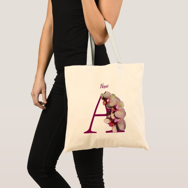 Orchid Elegant Monogram Initial A Name Tragetasche (Vorderseite (Produkt))