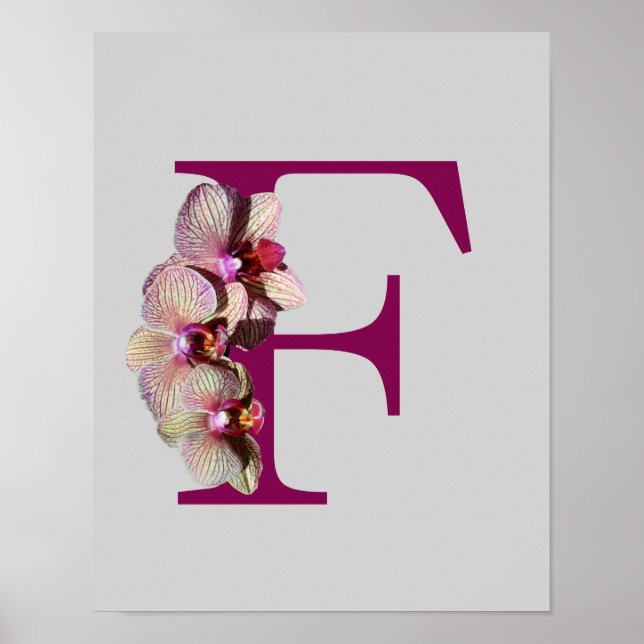 Orchid Elegant Monogram Initial F Poster (Vorne)