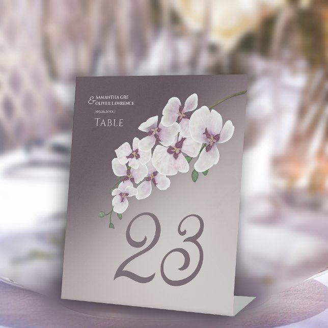 Orchid Elegant Wedding Table Number Card Sockelschild (Von Creator hochgeladen)