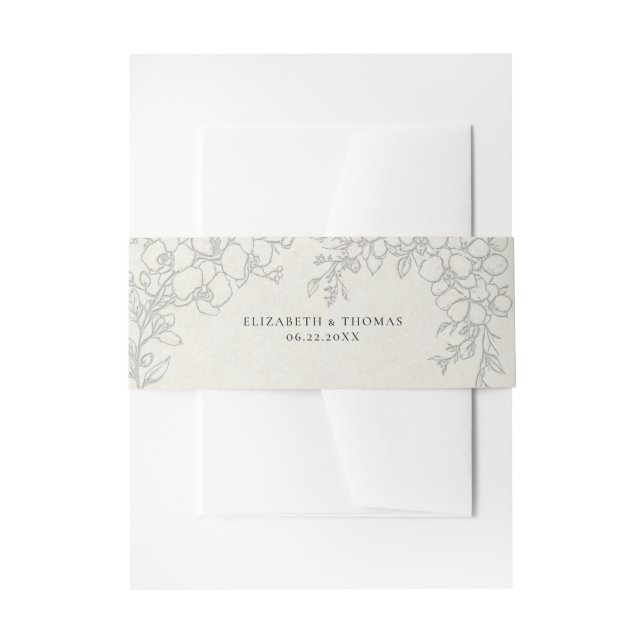 Orchid Elevated Ecru Formal Traditional Wedding Einladungsbanderole (Vorderseite Beispiel)