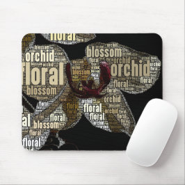 Orchid Floral Blossom Schwarzes Hinterwort Cloud Mousepad