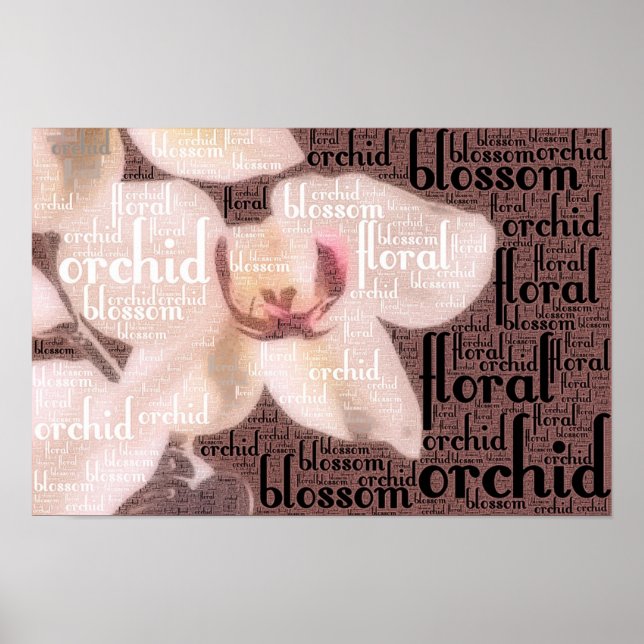 Orchid Floral Blossom Word Cloud Poster (Vorne)