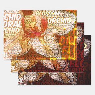 Orchid floral Word Cloud Decoupage Geschenkpapier Set