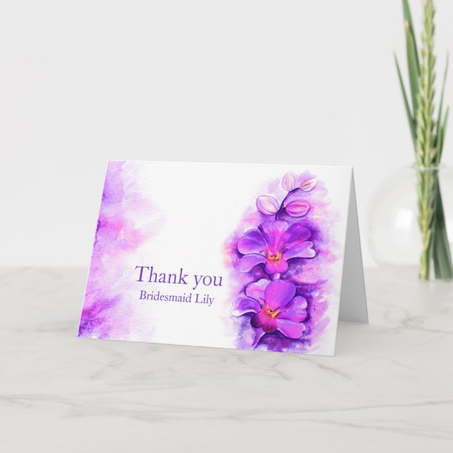 Orchid florale lila Hochzeit danke Karte (Vorderseite)