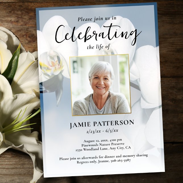 Orchid Flower Celebration of Life Photo, Funeral Einladung (Von Creator hochgeladen)