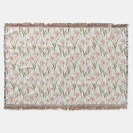 Orchid Flowers Pastel Blush Floral Throw Blanket Decke