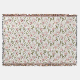 Orchid Flowers Pastel Blush Floral Throw Blanket Decke