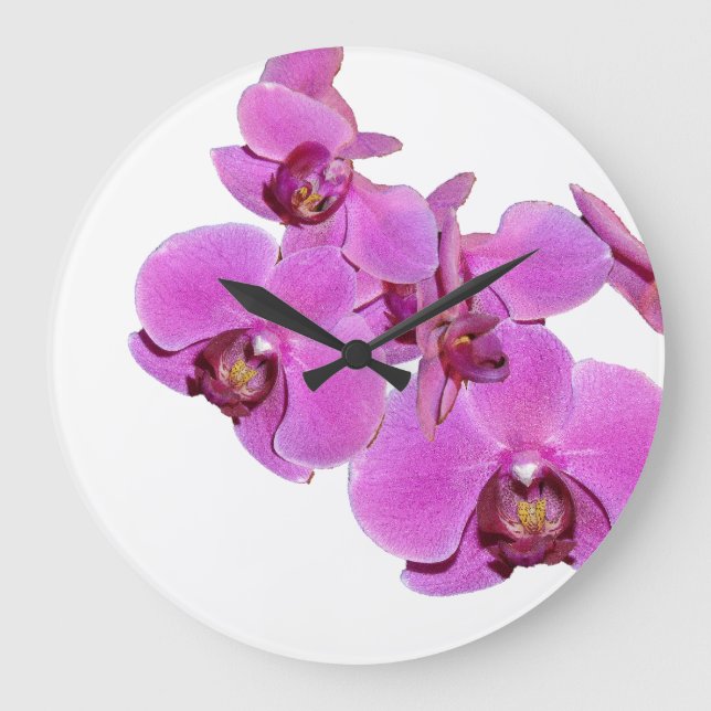 Orchid Flowers Wall Clock Große Wanduhr (Vorderseite)