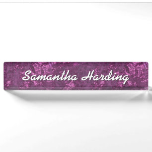 Orchid Foil Look Custom Desk Namplate Namensplakette