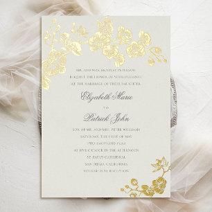 Orchid Formal Classic Heirloom Ecru Art Wedding Folieneinladung