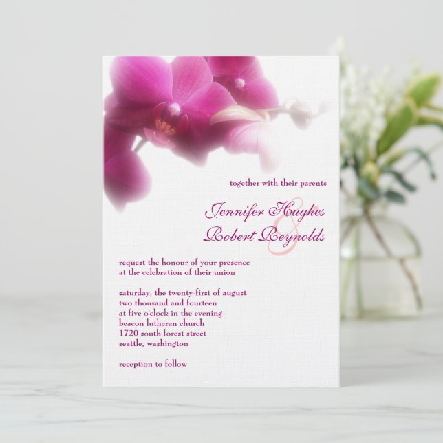 Orchid förmliche Einladung zur Hochzeit (Stehend Vorderseite)