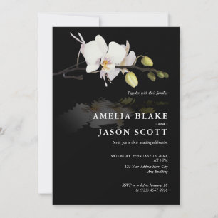 Orchid Foto auf Schwarze Hochzeit Einladung