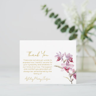 Orchid Funeral Thank You Card Bereavement Dankeskarte