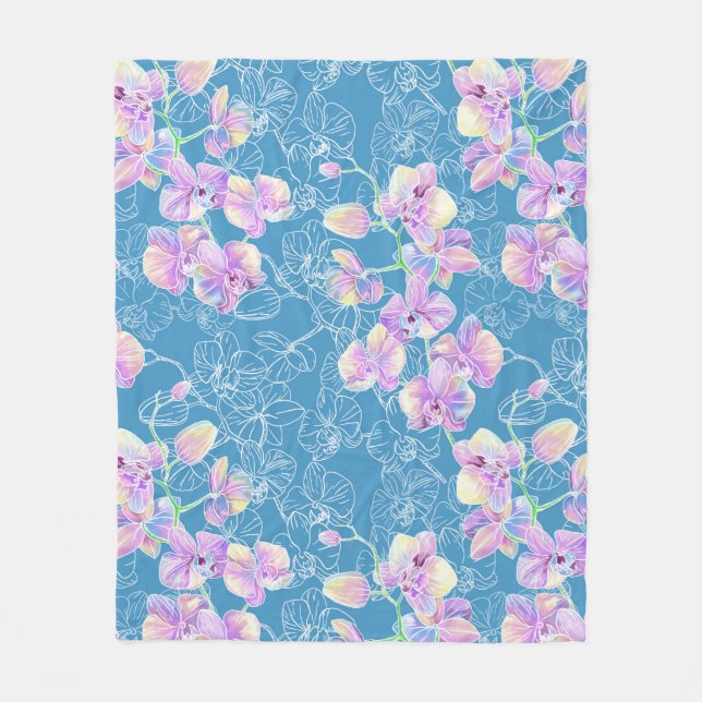 Orchid gemalt Aquarell Fleecedecke (Vorderseite)