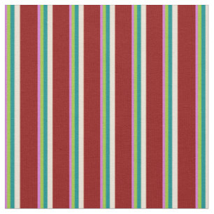 Orchid, Green, Dark Cyan, Bisque & Dark Red Lines Stoff