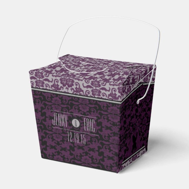 Orchid Grey Chinese Brocade Wedding Geschenkschachtel (Vorderseite)