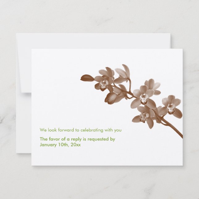 Orchid grün ecru moderne Hochzeit rsvp Reaktion Einladung (Vorderseite)
