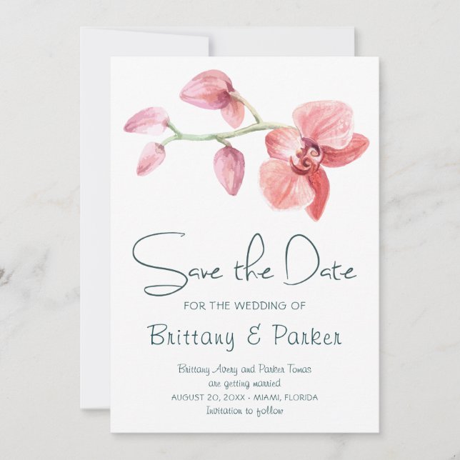 Orchid-Hochzeit Save The Date (Vorderseite)