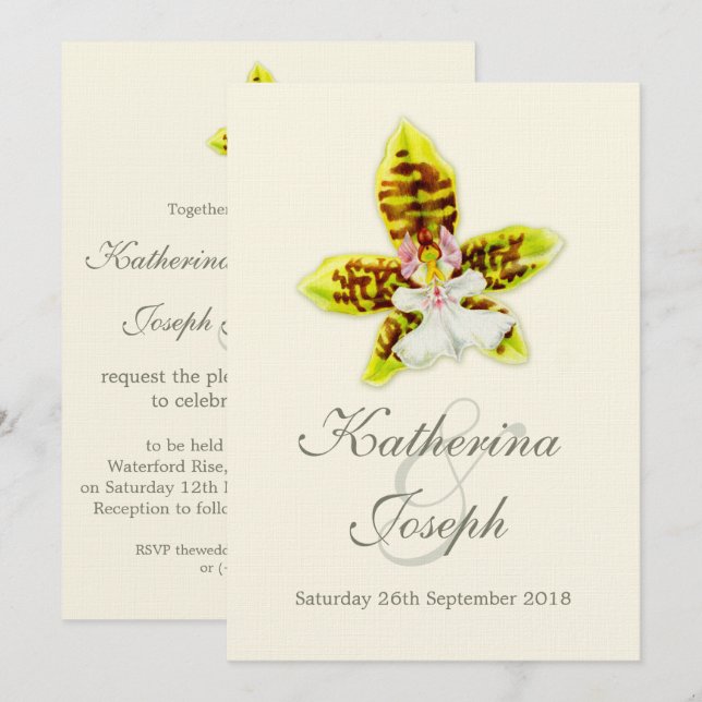 Orchid Hochzeitsmalerei Blume Einladung (Vorne/Hinten)