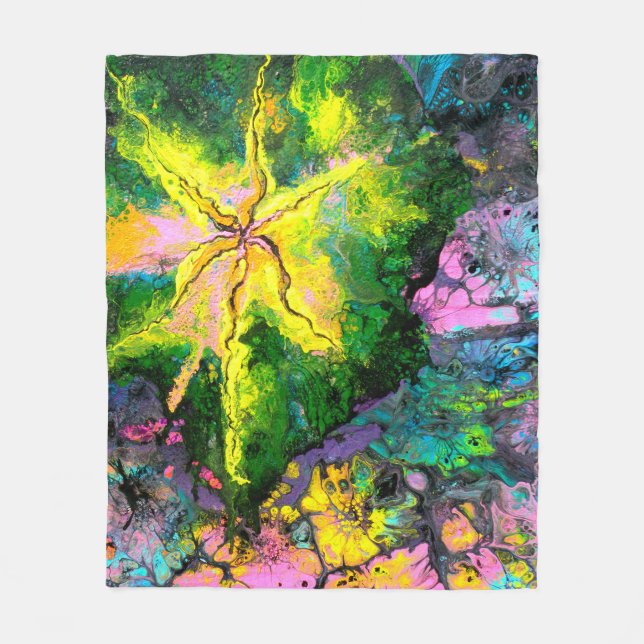 "Orchid In Blooms", abstract, psychedelic Fleecedecke (Vorderseite)