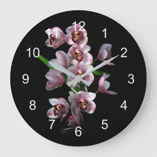 Orchid Insanity on Black Große Wanduhr