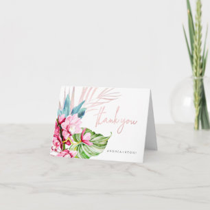 Orchid Isle, Pink+Blue Tropical Floral Vielen Dank Dankeskarte