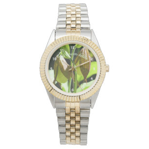 Orchid Lady Slipper Blume Pair Personalisiert Armbanduhr