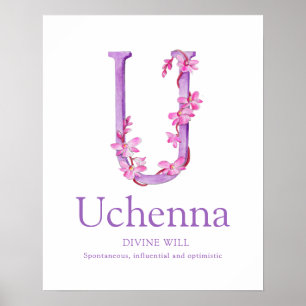 Orchid Letter U Uchenna individuelle Name Poster