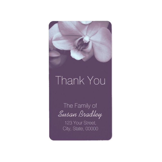 Orchid Light Lila Elegante Danke Label 4 Adressaufkleber (Vorne)