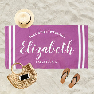 Orchid Lila Girls Wochenende Personalisierter Name Strandtuch