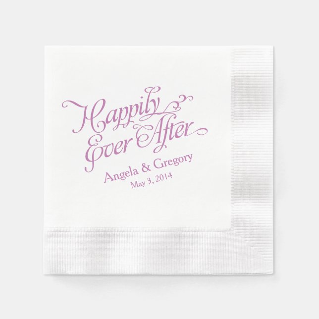 Orchid Lila Weiß glücklich je nach Hochzeit Serviette (Vorderseite)