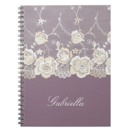 Orchid Lila White Lace Floral Notizblock