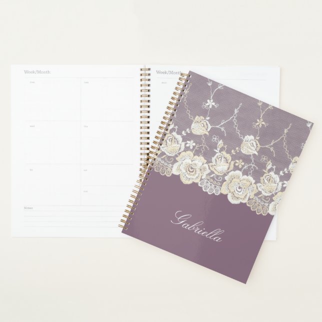 Orchid Lila White Lace Floral Planer (Anzeige)