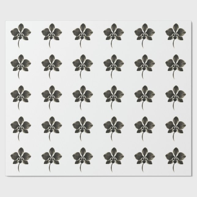 Orchid Line Zeichn - Blumenumhüllungspapier Geschenkpapier (Flach)