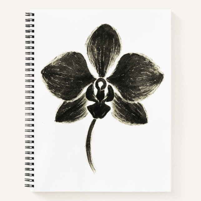 Orchid Line Zeichn - Botanisches Notebook Notizbuch (Vorderseite)