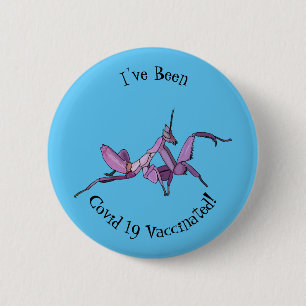 Orchid mantis Cartoon Illustration Button