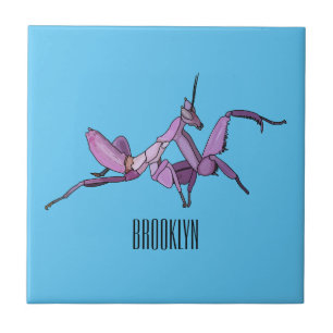 Orchid mantis Cartoon Illustration Fliese